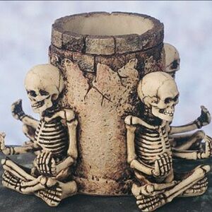 90’s Skeleton Meditation Candle Holder Hand Painted new in box